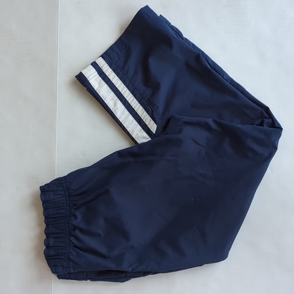 Nike Stripe Nylon Blend Capri Cropped Pants Medium Navy Blue White - Picture 7 of 14